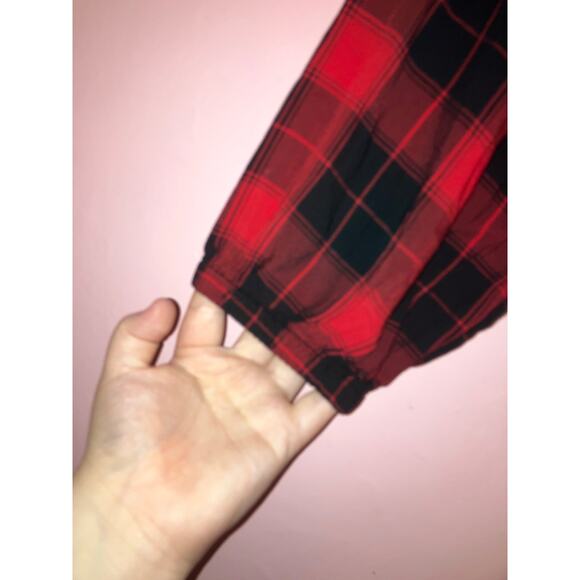 Loft outlet buffalo plaid red and black flannel comfy top size medium petite - Picture 3 of 6